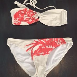 Coral Palm Leaf bikini set